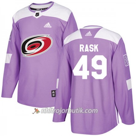 Män Ishockey Carolina Hurricanes Tröja Victor Rask 49 Adidas 2017-2018 Lila Fights Cancer Practice Authentic